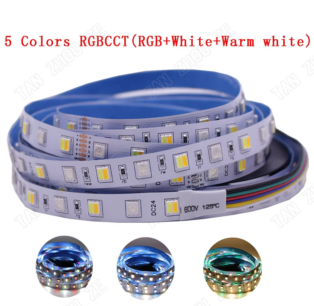 Светодиодная лента 5 м RGB CCT RGBW 5050 лампочек водонепроницаемая светодиодная