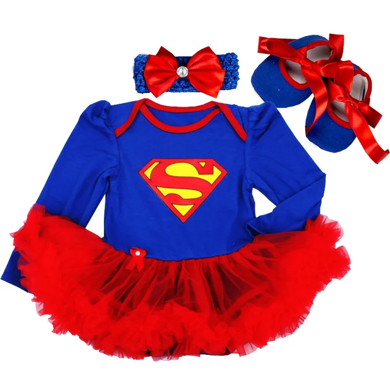 3 предмета, одежда на заказ для маленьких девочек, милая Пасхальная Одежда для новорожденных девочек Комбинезон с Суперменом, платье-пачка