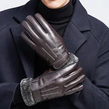 Зимние мужские флисовые теплые перчатки для бега из искусственной кожи, перчатки для катания на лыжах, мужские перчатки для сенсорного экрана, водонепроницаемые спортивные перчатки