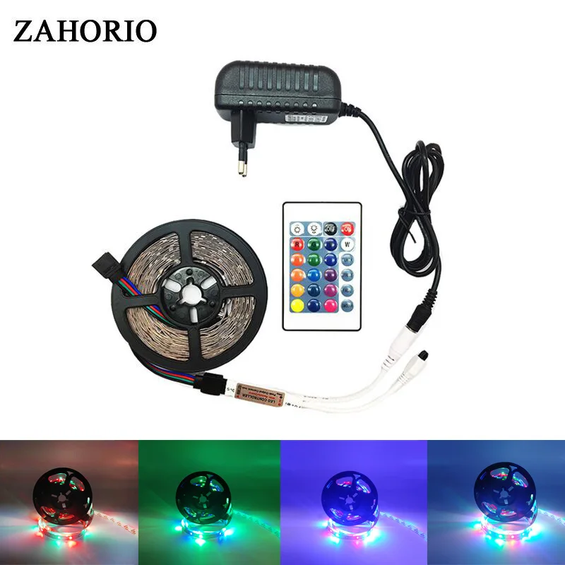 Светодиодная лента гибкая RGB 5050 SMD 2835 5/10/15 м 12 В пост. тока + удаленный контроллер