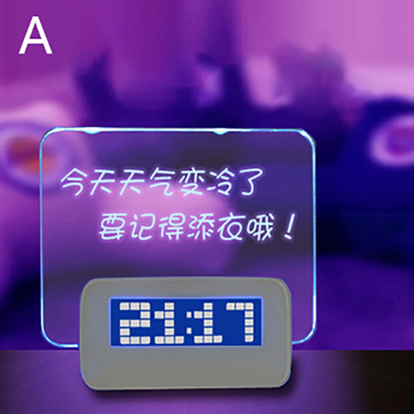 A-blue light Модный Романтический синий светодиодный светящийся Люминесцентная Памятка будильник домашний акриловый белый Интеллектуальный календарь креативный - Цвет: A-blue light