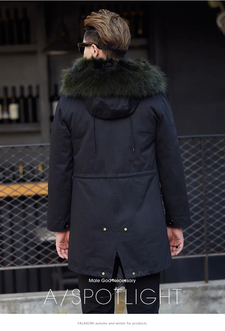 MUOIOYIA Winter Jackets Mens Real Fur Coat Men Plus Size Racoon Fur Liner Warm Jacket Parkas Manteau Homme Hiver MLSD-10 KJ1190 cowhide leather jacket mens