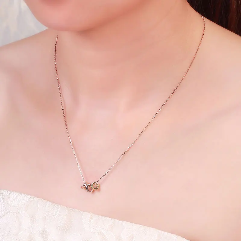 Горячая Мода Clavicular 18K чистое Настоящее твердое Настоящее розовое золото очарование кулон ожерелье набор для женщин Девушка Необычные офисные ювелирные изделия