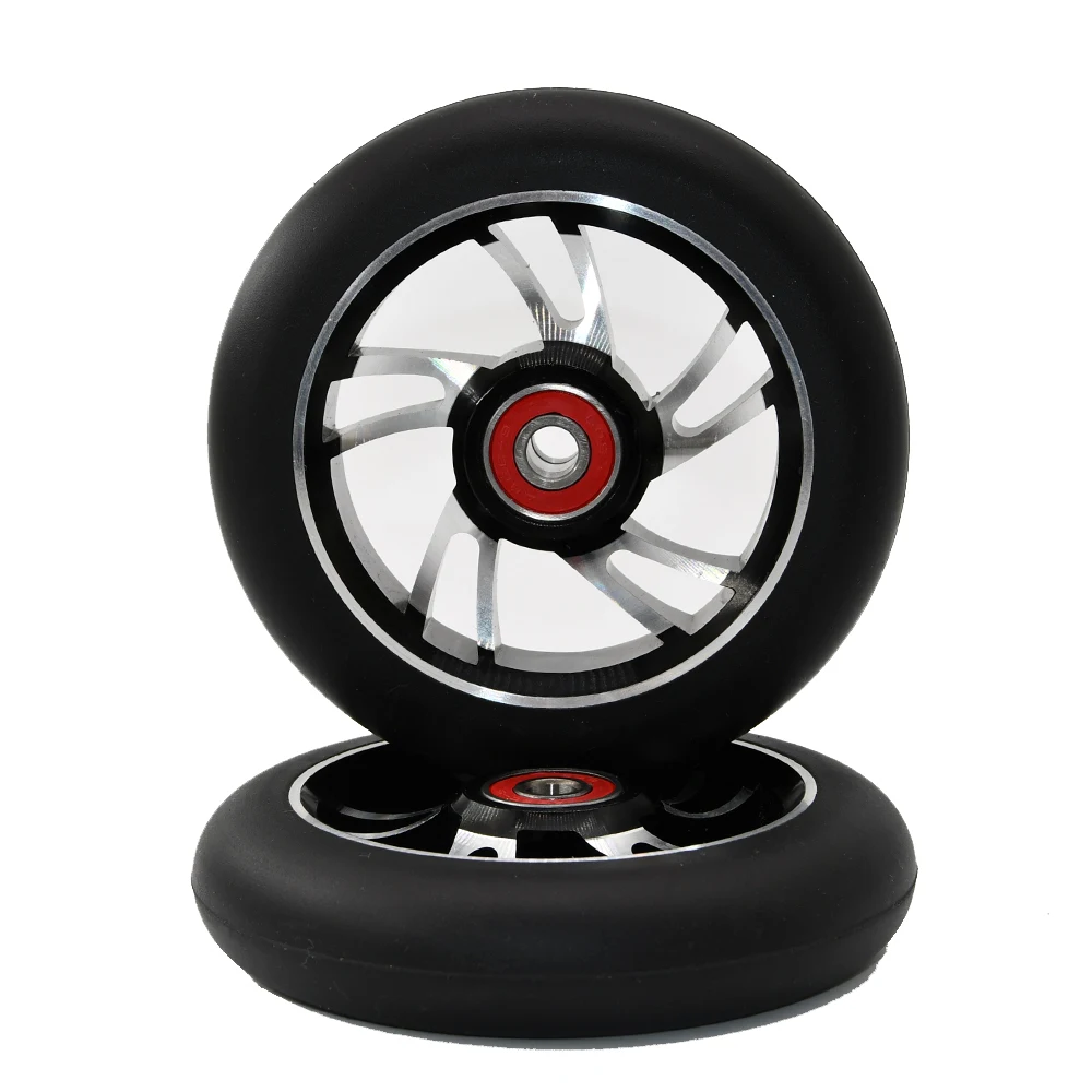 2 Wheel Scooter 2Pcs 100mm Pro Scooter Wheels With ABEC 9 Bearings - Red Replacement Wheels For MGP/Razor/Lucky/Envy/Vokul 100mm Scooter Wheels