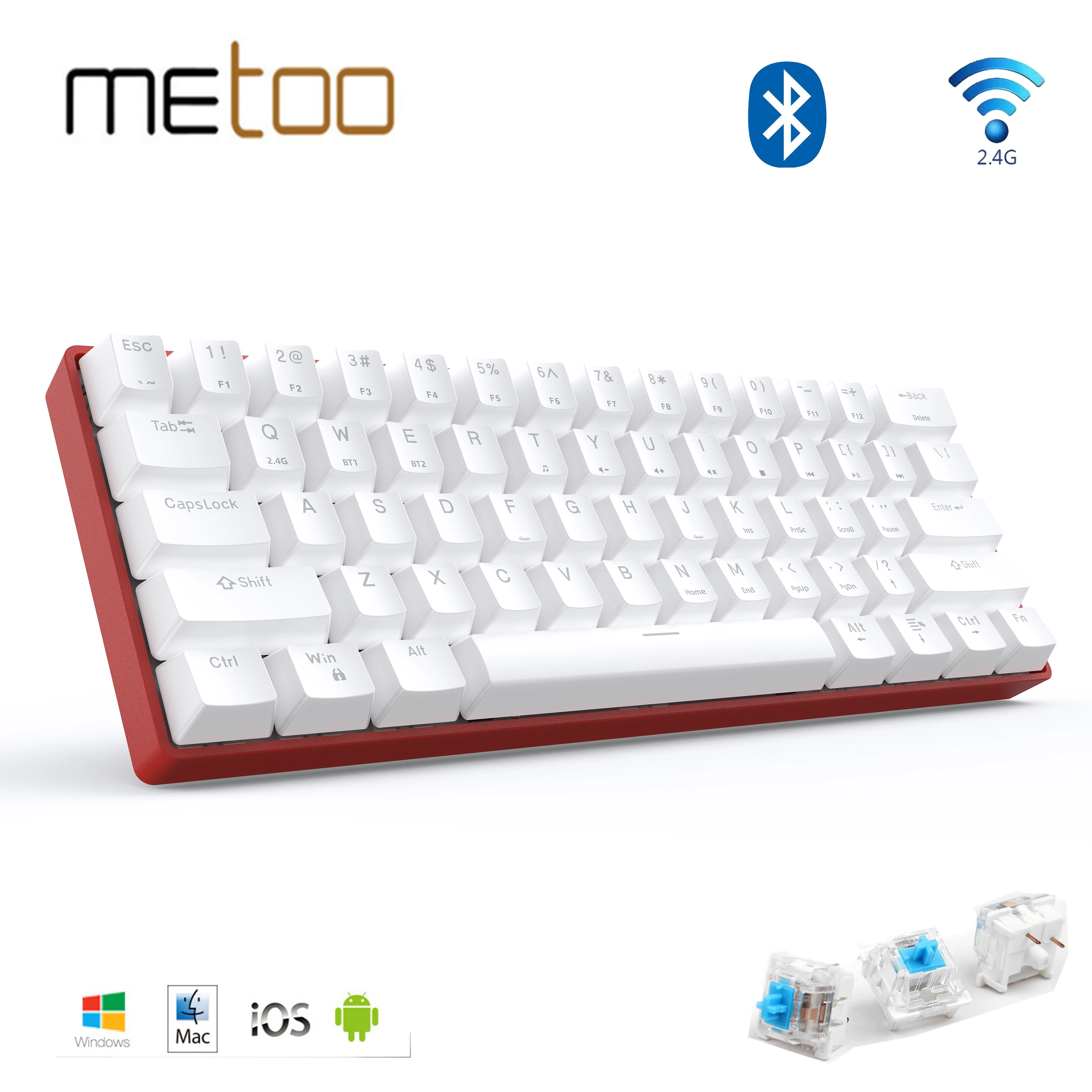 Metoo Mini Portable 60% Mechanical Keyboard Wireless Bluetooth 2.4g Gaming  Keyboard Gk61 For Desktop - Keyboards - AliExpress
