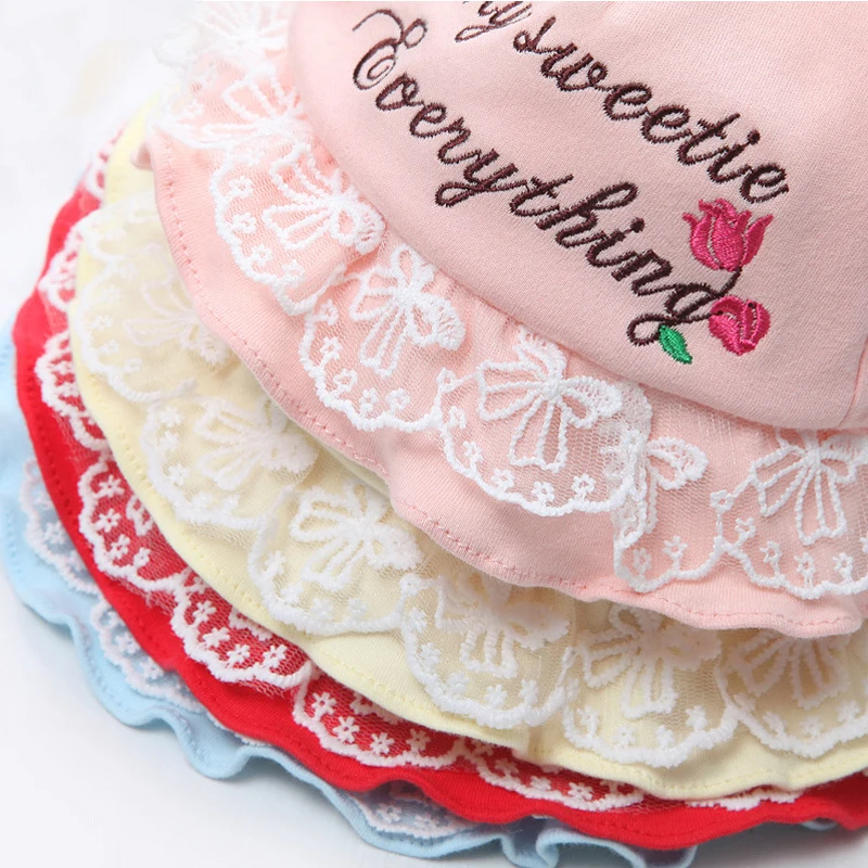 Cute Kids Sun Hat Summer Cotton Bucket Hat Toddler Children Girls Brim Beach Hat with Wide Brim Sweet Baby Gift Sun Bucket Hat