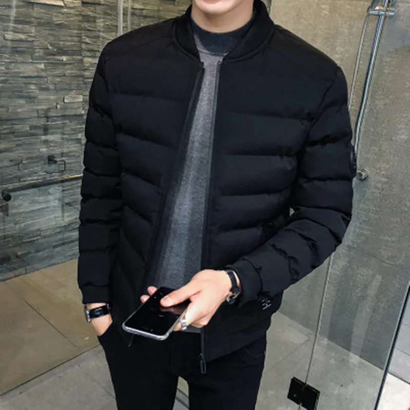 Новинка 2019 однотонная мужская приталенная хлопковая куртка с воротником стойкой