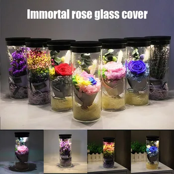 

Preserved Fresh Flower LED Night Light Dry Flower Lamp Glass Cover Valentines Day Gift TN99