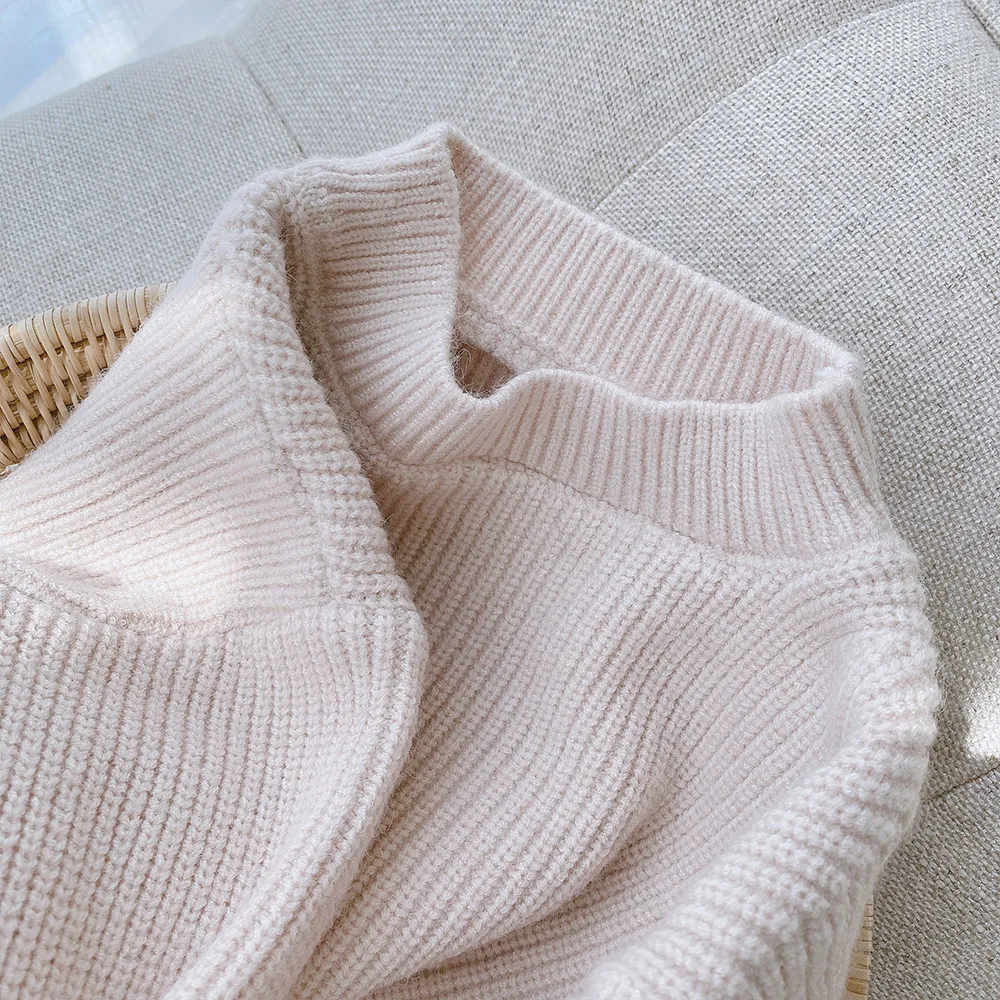 1-6Yrs Chidlren Girls Knitted Sweater Tops Soft Low Neck Tops Warm Autumn Girls Candy Colors Sweater Winter Clothing Outfits