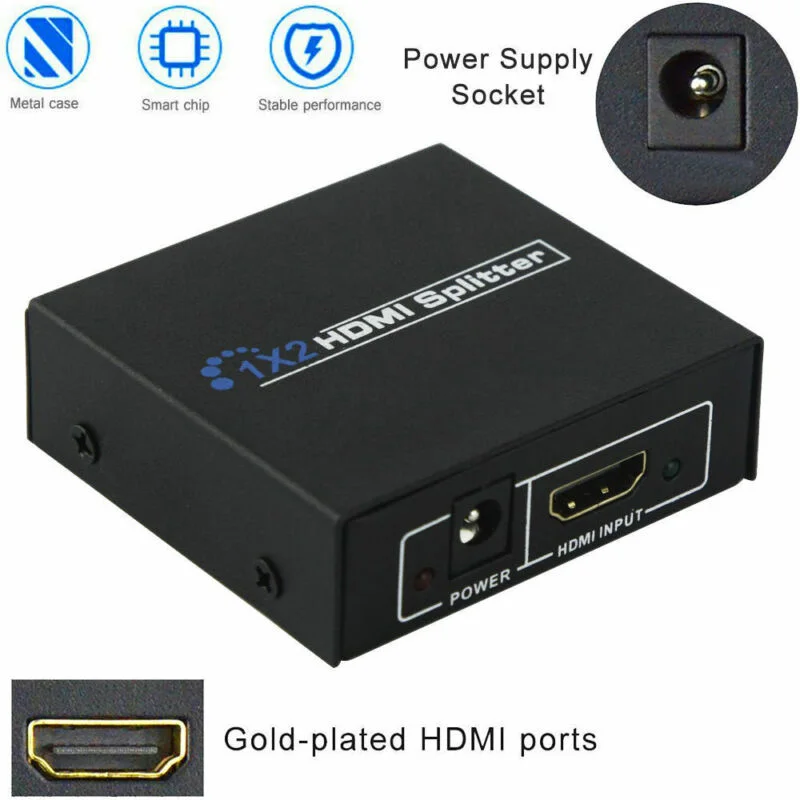 Металлический черный Full HD HDMI сплиттер ретранслятор усилитель 3D 1080P 4K переключатель коробка набор