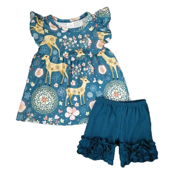 

Girls Set Newborn Kids Baby Girls Clothes Deer Animal Tops Cotton Shorts 2PCS Outfits Set Children Clothes 0-16Years