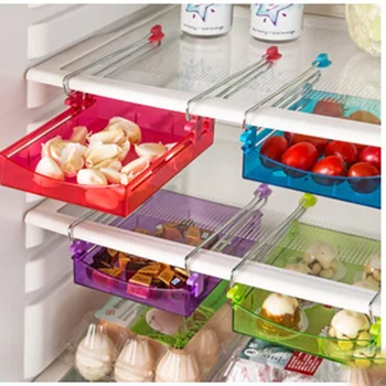 

Kitchen Organizer Adjustable Kitchen Refrigerator Storage Rack Fridge Freezer Shelf Holder Pull-out Drawer Organiser Space Saver