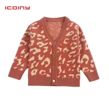

Kids Leopard Sweater Children Boys Girls Autumn Winter Knitted Cardigan Sweater Coat Toddler Jacket Outerwear Clothes 1 2 3 4 5T