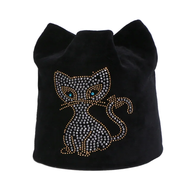 Модные женские осенние и зимние шапочки милые высококачественные шапки хедж ветрозащитные теплые наушники кошка женские шапочки шапка