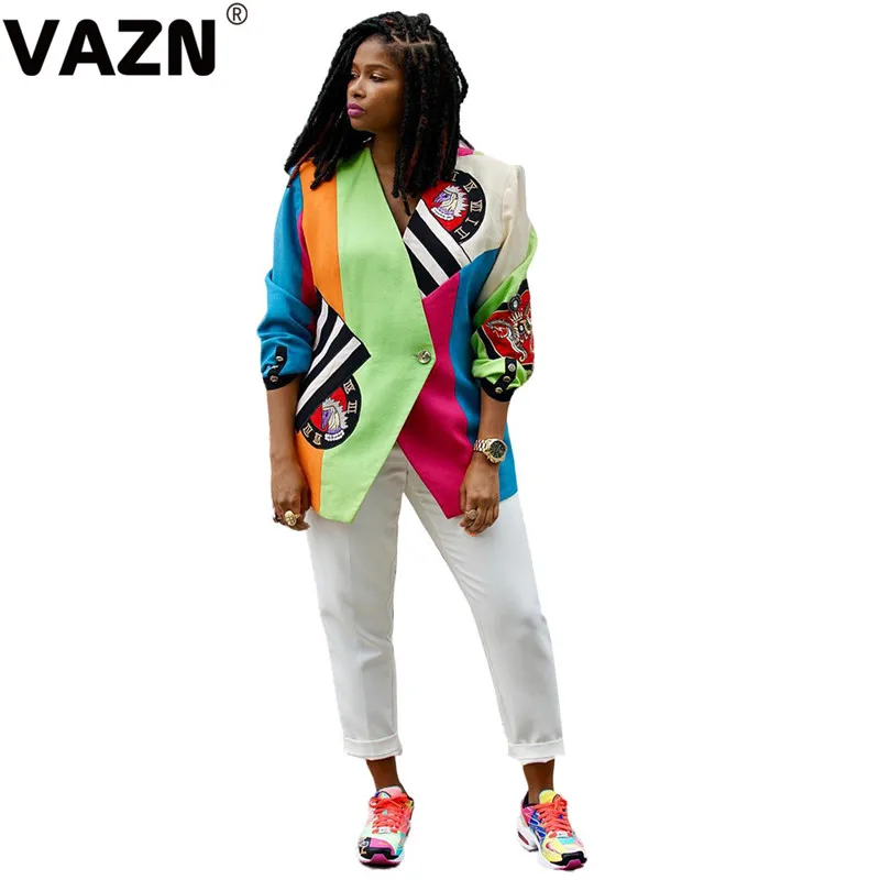 VAZN PN6269, хорошо бессвязывается, формальный сексуальный рынок, мода, пэчворк, длинный рукав, дикий Джокер, тонкая Офисная Женская верхняя одежда