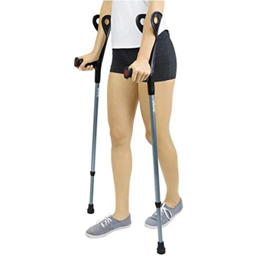 2pcs Premium Height Adjustable Lightweight Elbow Forearm Walking Crutches Gray