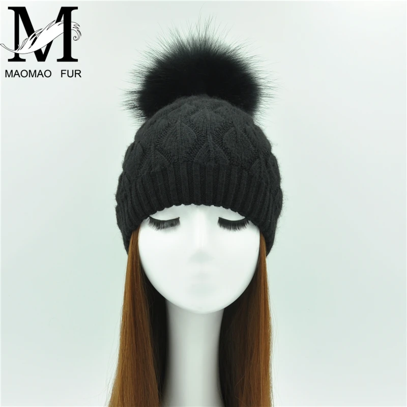 Women Winter Hat Angora Knitted Wool Beanie Female New Fashion Casual Outdoor Thick Ladies Warm Fur Ball Hats