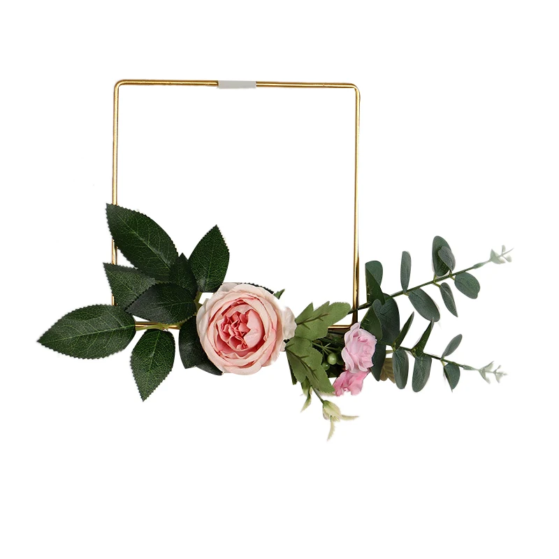 Square pink rose Украшения для дома, Круглый квадратный настенный венок, настенный орнамент - Цвет: Square pink rose