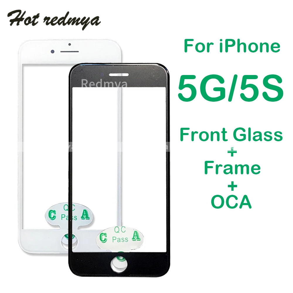 10pcs Front LCD Touch Screen Outer Glass For iPhone 5 5G 5S SE Panel Frame with OCA Replacement Parts | Мобильные телефоны и