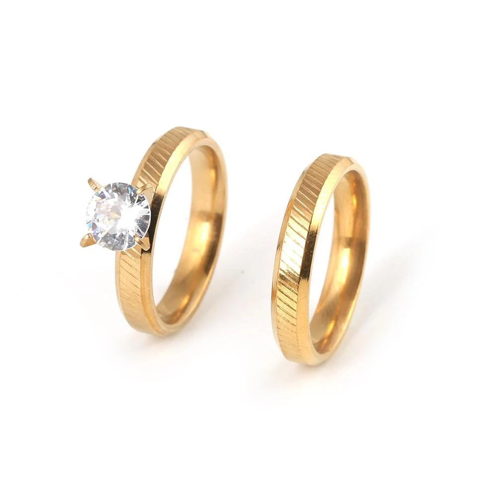 Anillos de boda románticos de acero de pareja Color para joyería de fiesta de compromiso|Anillos| - AliExpress