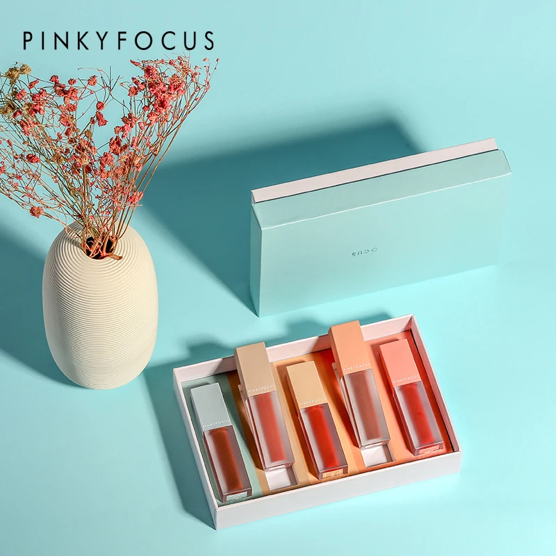 5 шт./компл. Pinkyfocus бархатный матовый оттенок для губ томатный Красный Водонепроницаемый стойкий телесный коричневый для губ татуировка жидкая помада PD088