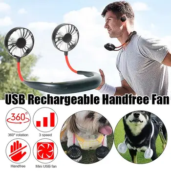 

Hands-free Neck Band Hands-Free Hanging USB Rechargeable Dual Fan Mini Air Cooler Summer Portable 4-10 hours Use time