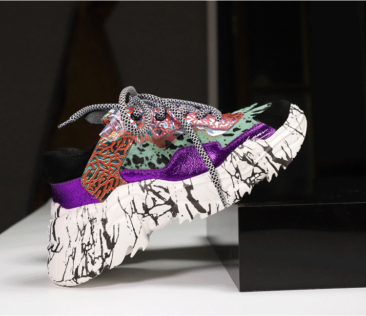 Buono Scarpe леопардовые ботильоны из конского волоса на платформе кроссовки камуфляж теннисные туфли с кружевами кроссовки Для женщин платформа обувь спортивная, кроссовки