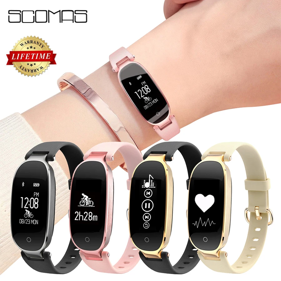 SCOMAS Fashion Smart Watch Women IP67 Waterproof Heart Rate Monitor 