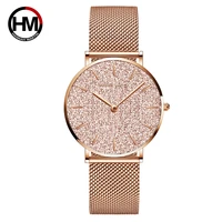 Women Watches New Flash Stars Stainless Steel Rose Gold Mesh Unique Simple Casual Quartz Waterproof Wristwatches Clock Hot Sale 1