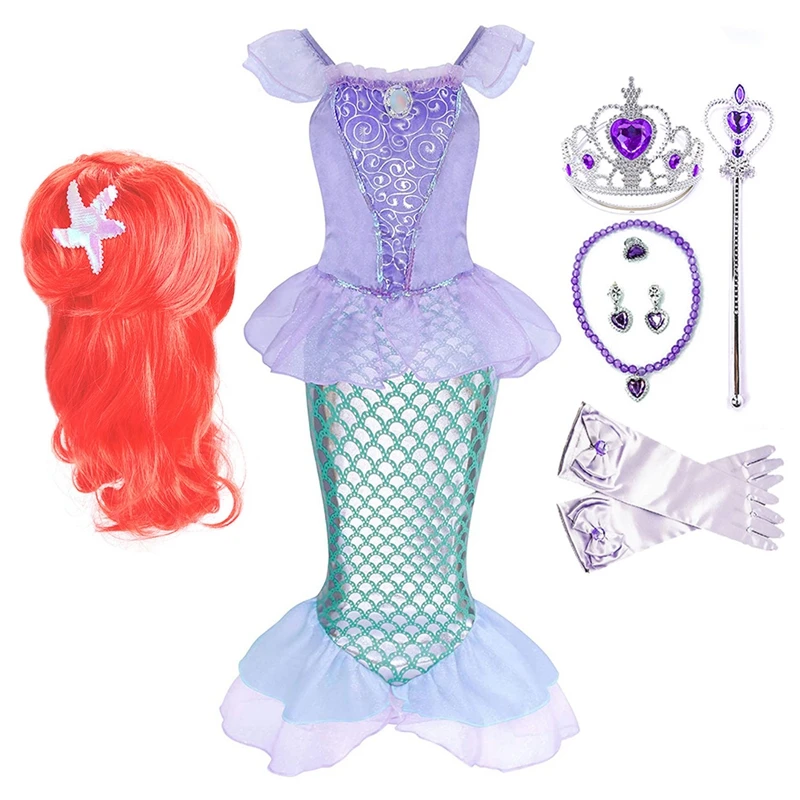 Princess Costume Girl Mermaid Kids Dress 2 3 4 5 6 7 8 9 10 Years