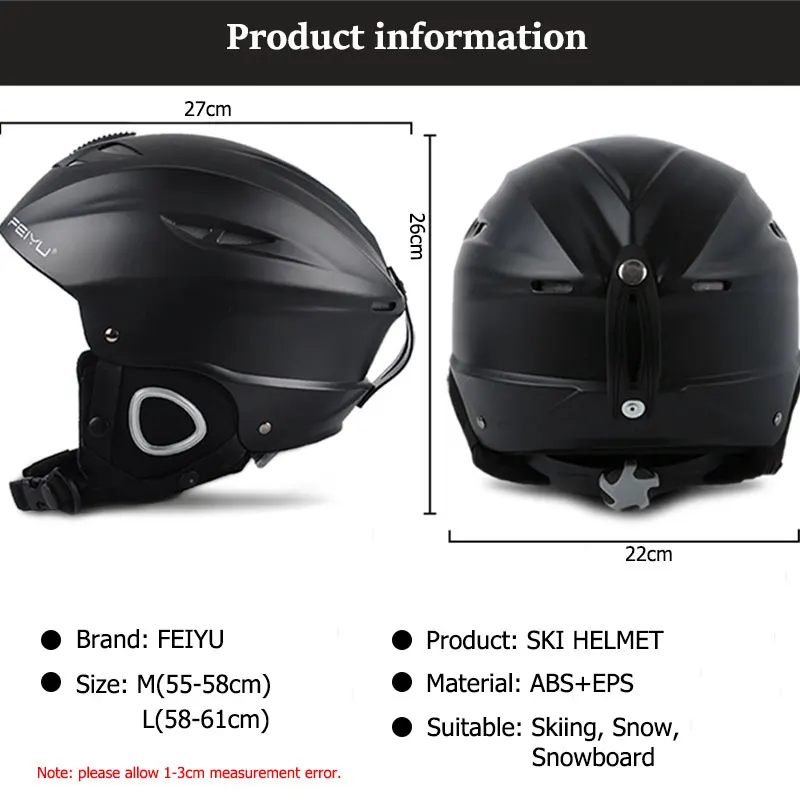 FEIYU Открытый Взрослый безопасный лыжный шлем интегрально-Формованный Мужской Женский шлем для катания на лыжах сноуборд скейтборд спортивный шлем для мужчин s