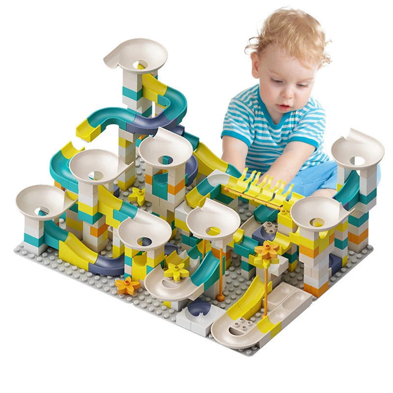 

356Pcs Marble Race Run Brick Duploed Big Size Building Blocks Funnel Slide Blocks DIY Brick Toys For Children Boy Christmas Gift