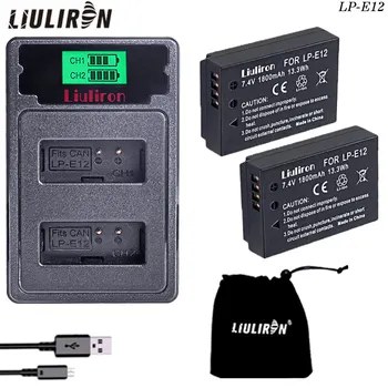 

2x 7.4v 1800mah LP-E12 LPE12 LP E12 Camera Battery for Canon M 100D Kiss X7 Rebel SL1 EOS M10 EOS M50 DSLR camera accessories