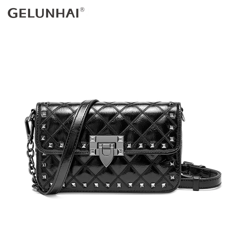 

Messenger Bags women Chains Shoulder Bag Diamond lattice luxury handbags 100% Genuine Leather designer Female Totes small bolsas