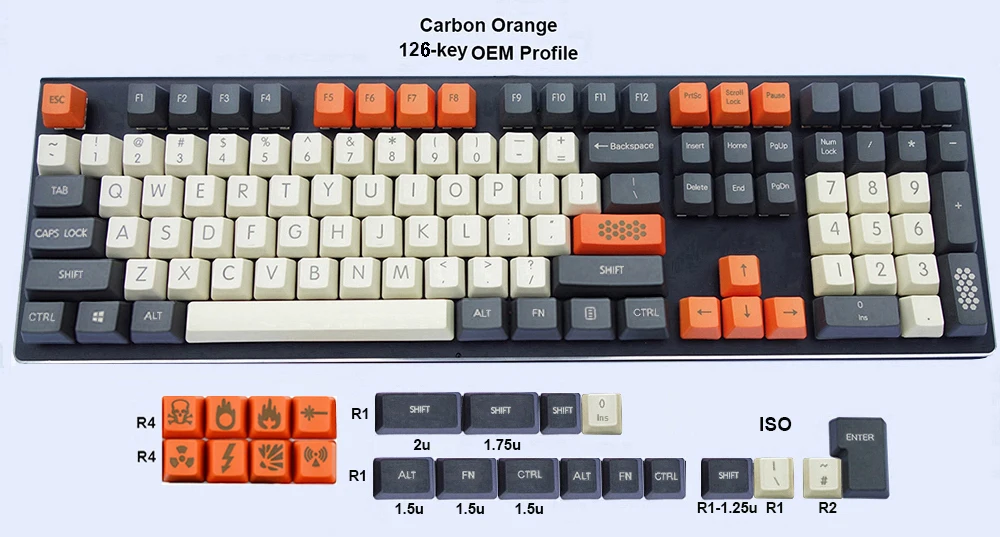 Винтажный стиль Duke Orange OEM толстые PBT колпачки для ключей ANSI темно-серый бежевый