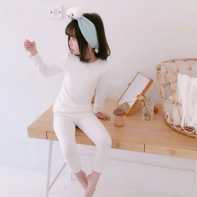 HITOMAGIC Hot Sale Kids clothes For Boys Girls Cotton Pajamas Sets Children Full Sleeve With Pants Boys Cloth Winter Autumn - Цвет: White