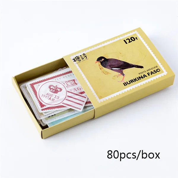 80 шт./кор. туристические наклейки винтажные бирки наклейка с цветком DIY Журнал украшение дневника бумажные стикеры скрапбукинги канцелярские принадлежности - Цвет: 01