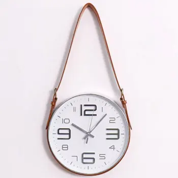 

Nordic Modern Style Mute Rope Hanging Clock Wall Clock Novel Round Silent Clock Decor For Study office bedroom living room