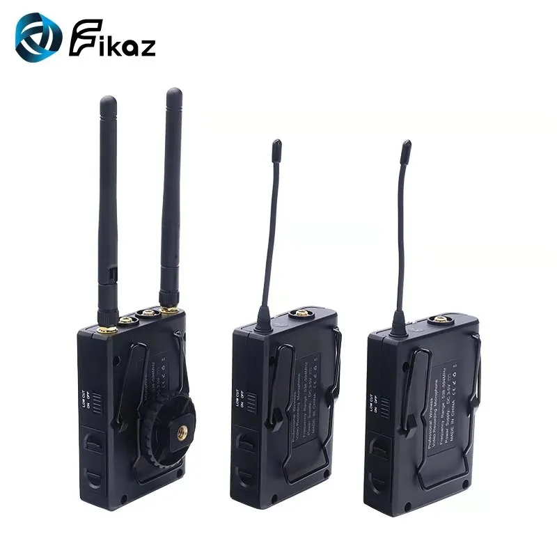 Fikaz UHF 100M беспроводной петличный микрофон 2 передатчика+ 1 двойной приемник для Canon Nikon sony DSLR видеокамеры