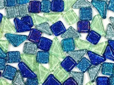 120g Square Shape Glass Glitter Mosaic Tile Mixed Color Brick Glass for Mosaic Making DIY Children Puzzle Craft Art 2X2cm