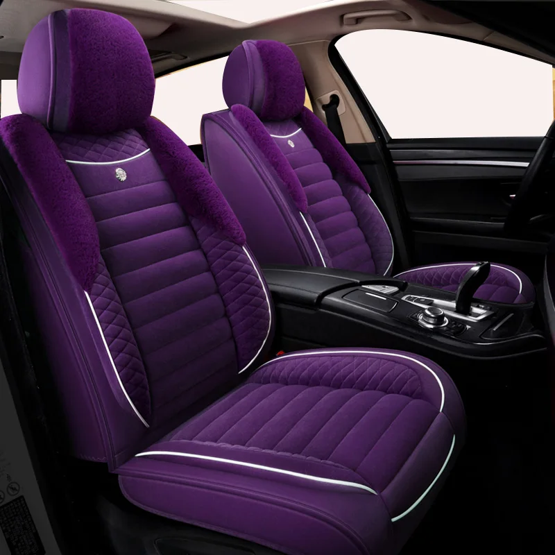 Универсальная шерстяная подушка для автомобильного сиденья, зимний теплый чехол для автокресла для mitsubishi pajero 4 2 sport outlander xl asx, аксессуары lancer - Название цвета: Purple standard