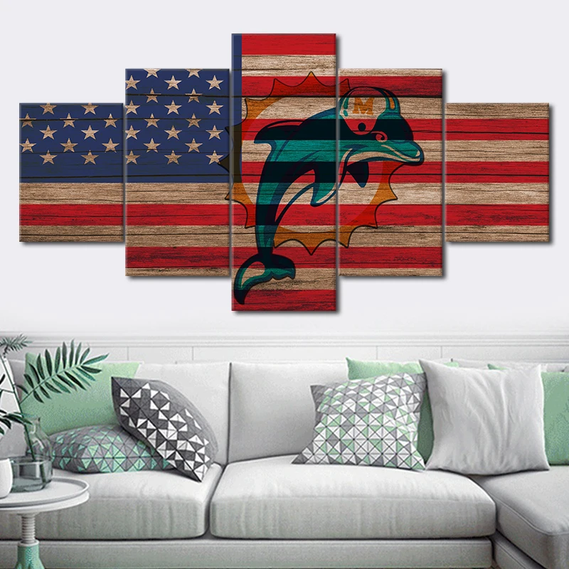Canvas Painting Retro Wall Art Frame Print Picture 5 Panel Miami
