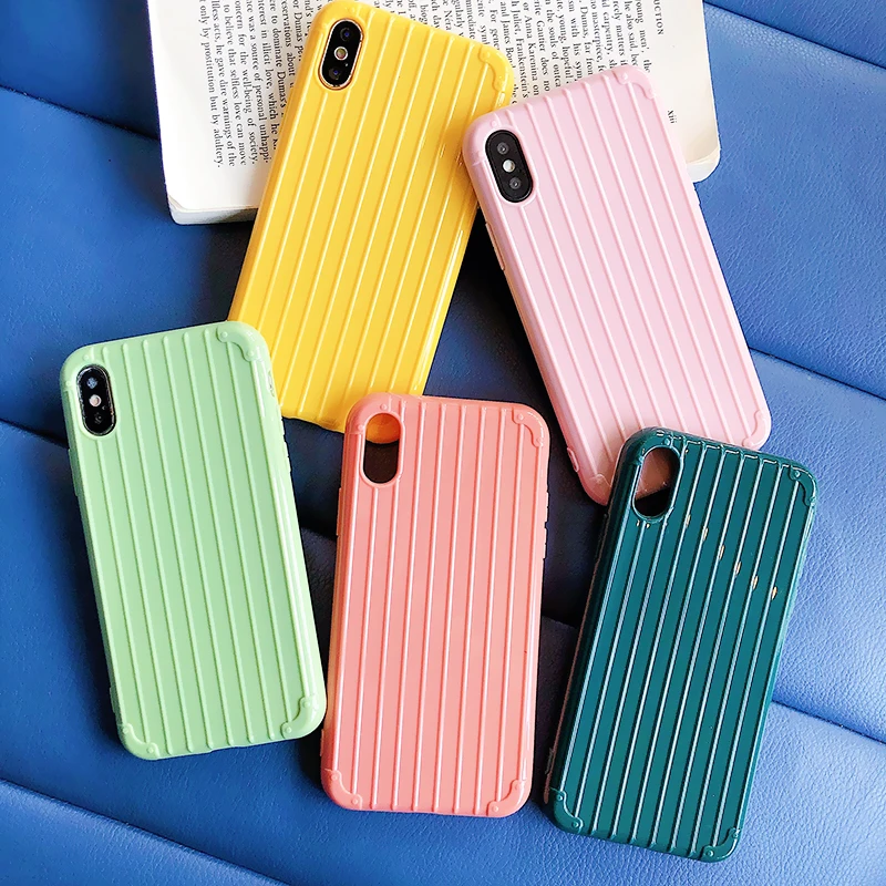 

Simple Suitcase Phone Case For Iphone X XS MAX XR Cases Cute Candy Color Cover For Iphone 8 7 6 6S Plus Anti-knock Soft Coque