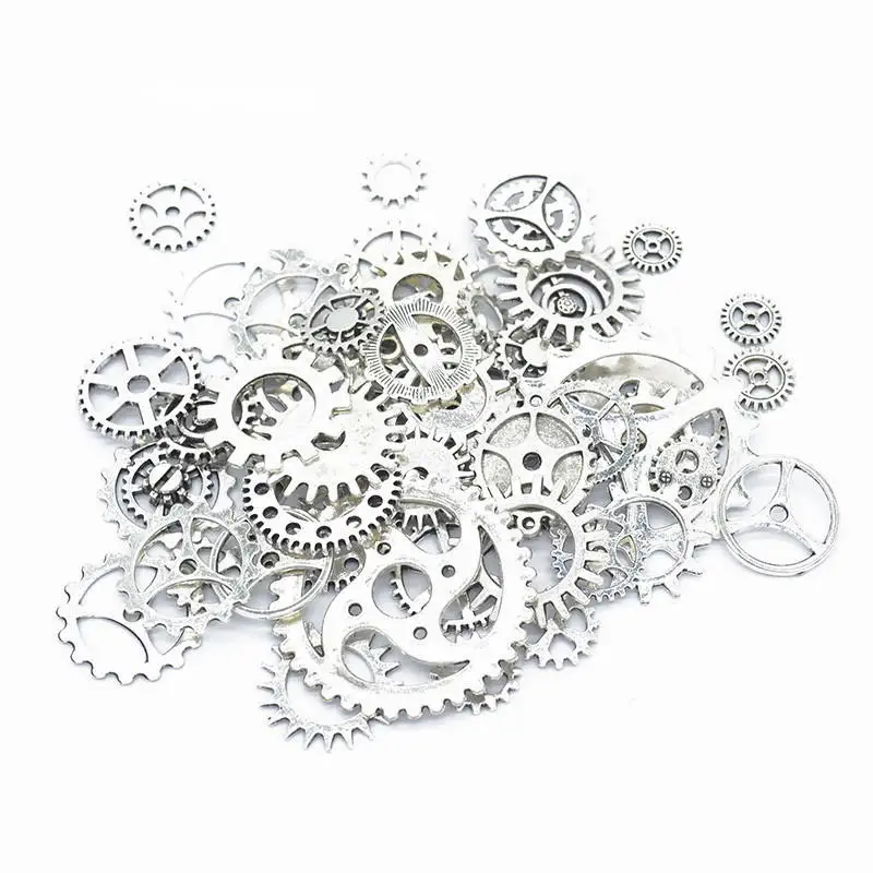 Silver 30 г/лот, смешанные стили, металлический Паровой панк, 5 цветов, Steampunk Gears Diy, сплав, ювелирные аксессуары для изготовления ювелирных изделий - Цвет: Silver