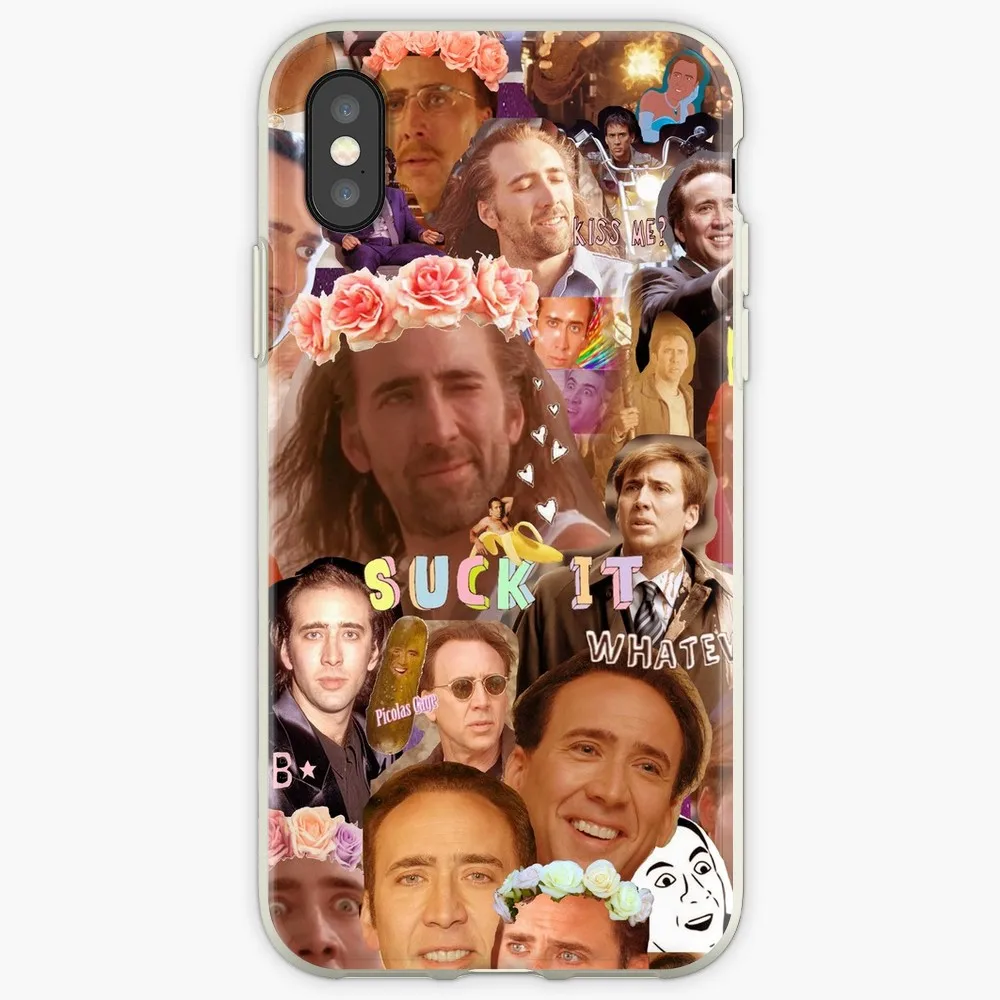 Nic Cage Collag for iPhone 11 X XS Max XR Cute Cat Tom Cover iphone 8 7 6 6S Plus Soft Silicone Clear | Мобильные телефоны и