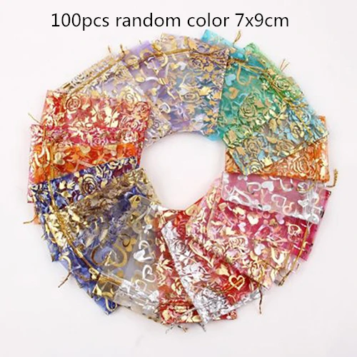 7x9 см/10x12cm50/100 шт упаковка ювелирных изделий Organza Сумки Из Органзы, подарочные сумки и сумки, сумочки для ювелирных украшений - Цвет: Size 7x9cm