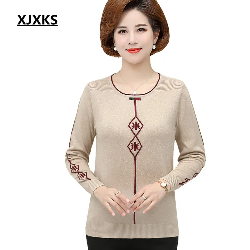 

XJXKS Women's cashmere sweater 2019 autumn winter new loose plus size high quality comfortable women's knitted sweater pullover