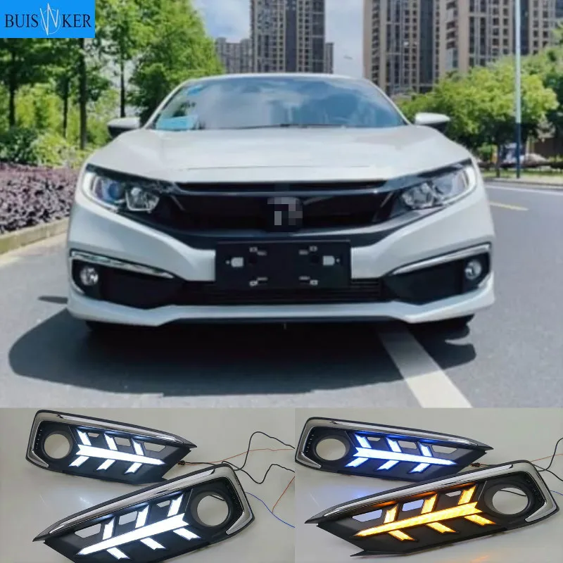 

2 шт. автомобиля светодиодный DRL Габаритные огни Задний бампер задний стоп-фонарь противотуманная фара для Honda Civic 10th 2019