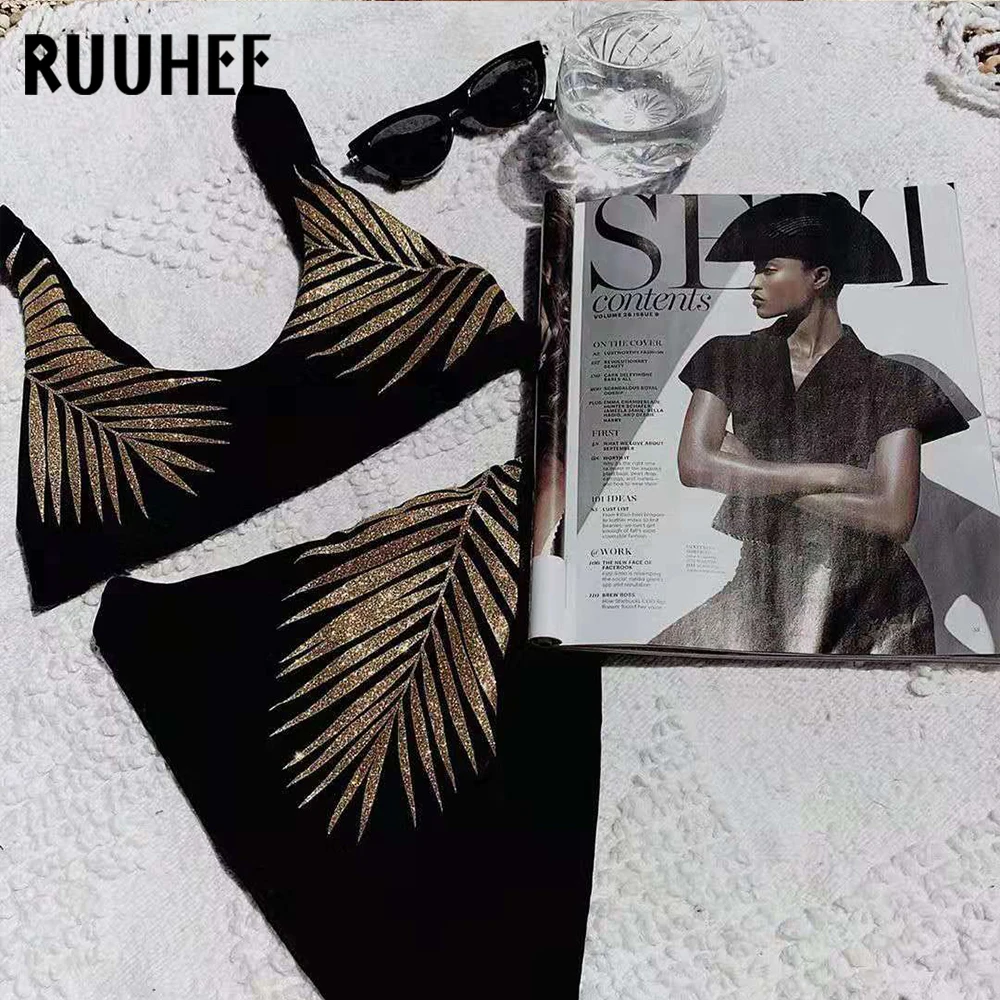 RUUHEE, Ретро стиль, бикини,, женский купальник, с рисунком, купальник, купальный костюм с пуш-ап, сексуальный бикини, набор, мягкий, для пляжа, бикини