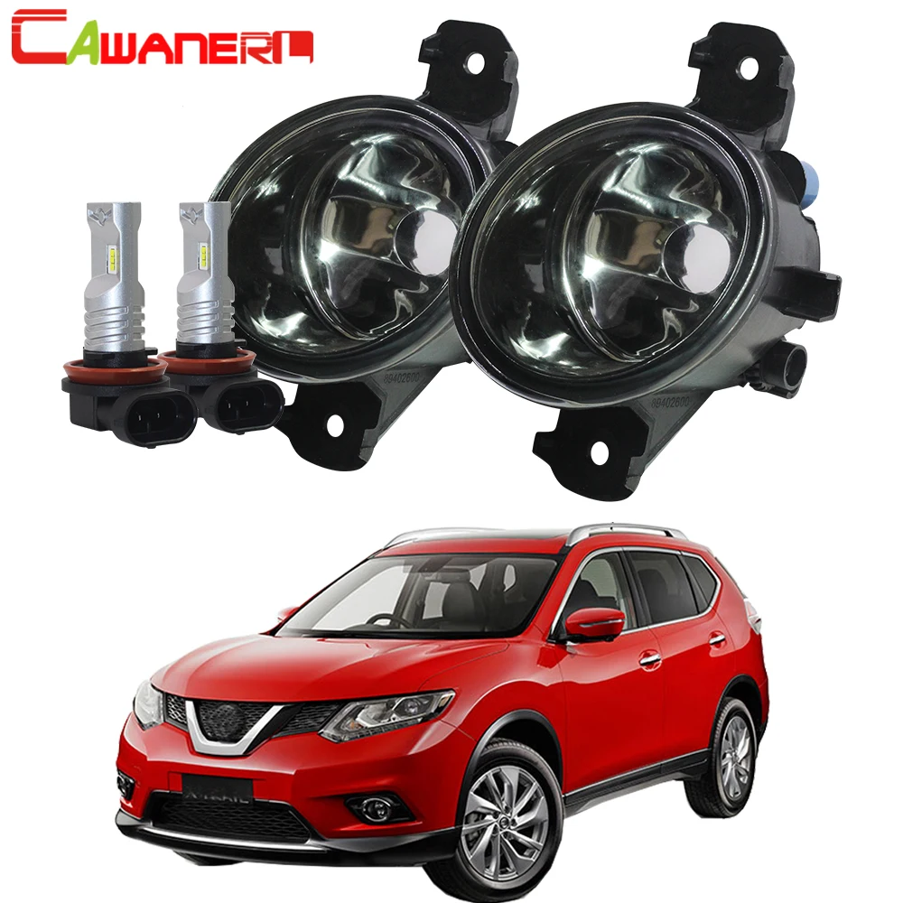 

Передние противотуманные светильник Cawanerl для Nissan X-Trail T31 2013 2014 2015 2016, автомобильный Стайлинг, абажур в сборе + H11 Светодиодный/галогеновая лампа 12 В